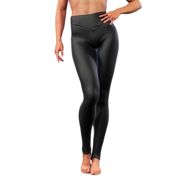 Fashion Casual Skinny Pants Shiny leather front and back V-waist leggings