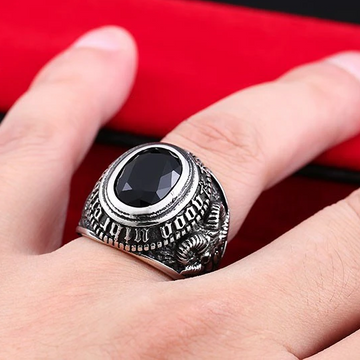 Stainless steel black stone ring stunning