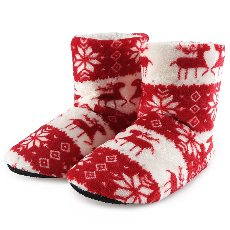 Winter women's warm fluffy fleece lining slipper socks