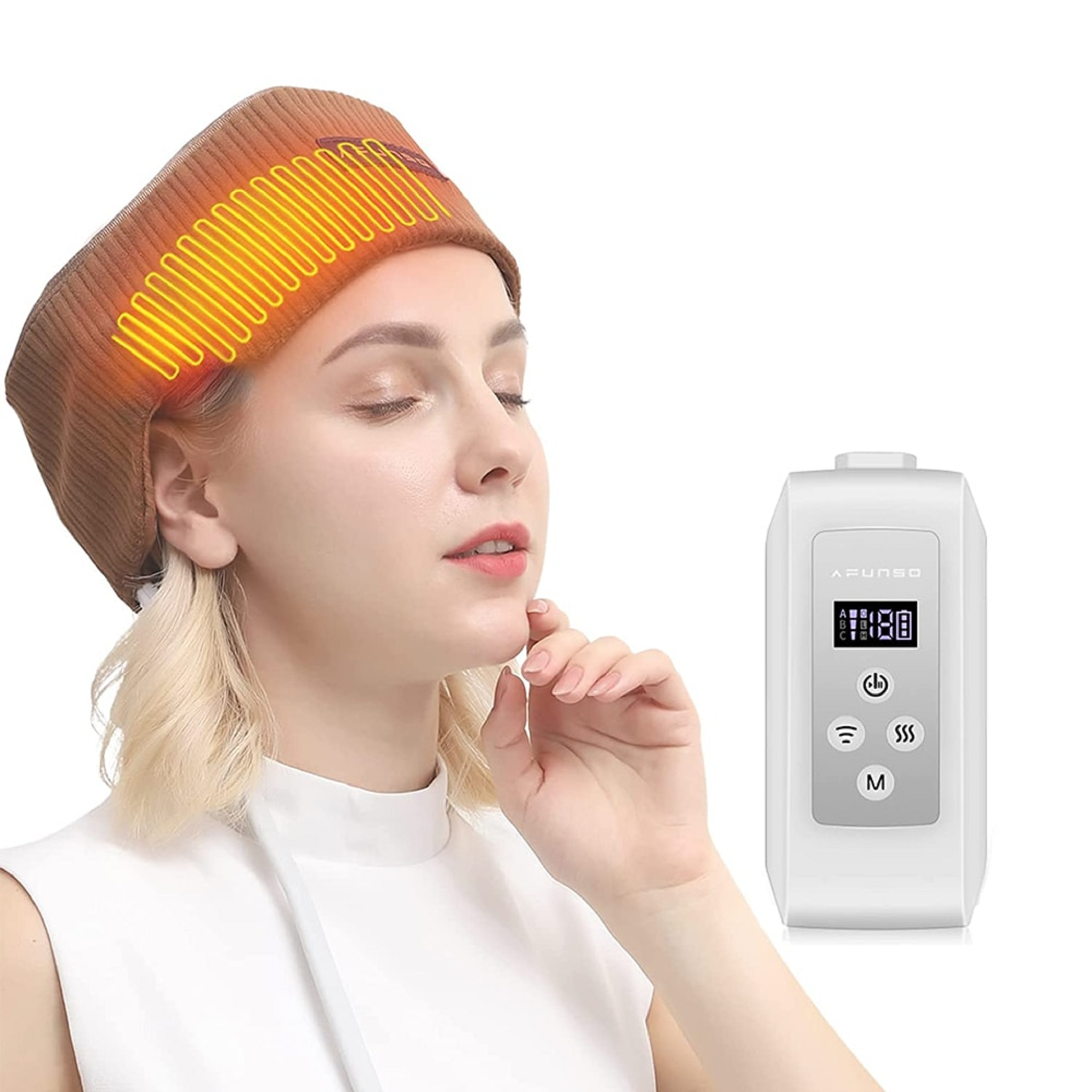 Electric heated head massager therapy sleeping stress relief