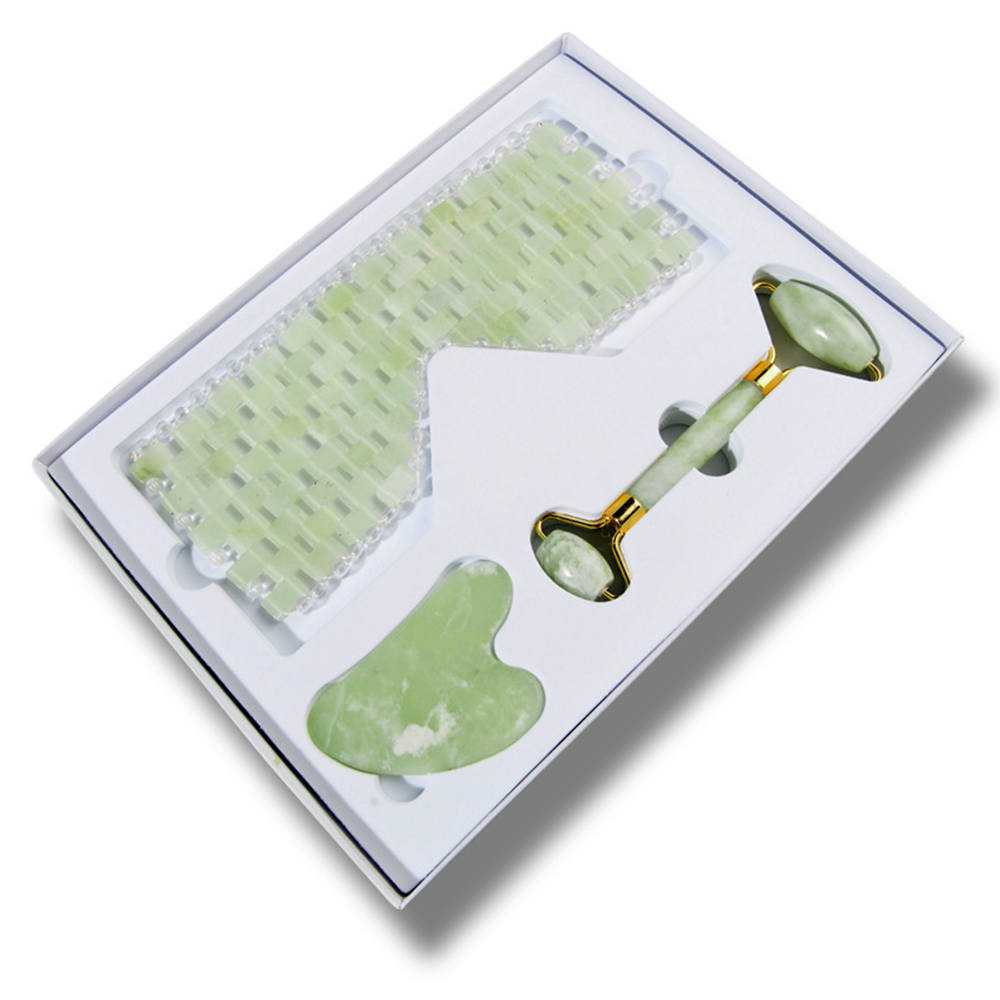 Facial Care Jade Roller Guasha Scraper eye Mask Set
