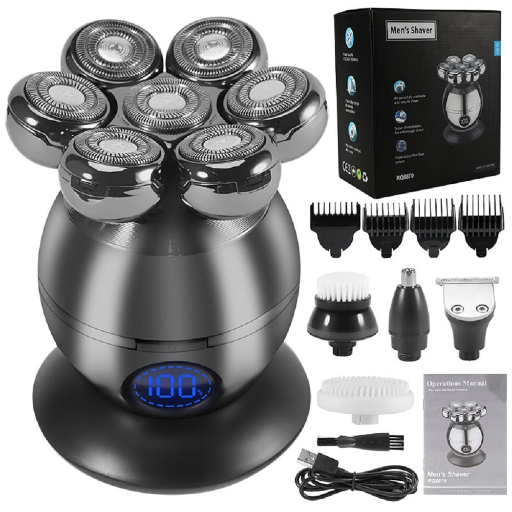 Men grooming dry electric shaver razor bald head shaving kit