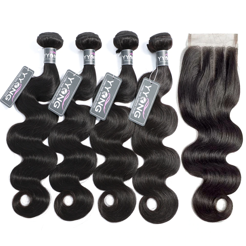 Brazilian Hair Weave Bundles With Lace Closure