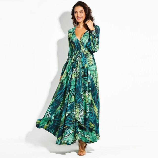 Floral Print Boho Bohemian Autumn Long Dress