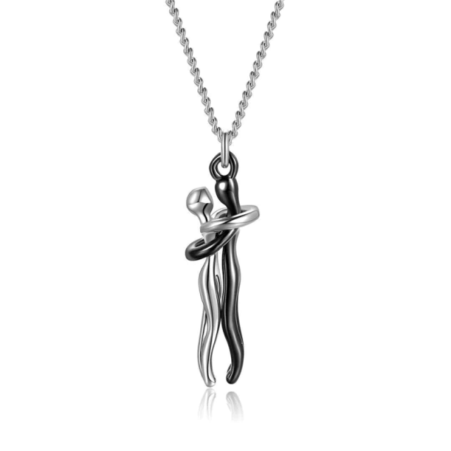 Couple hugging pendant necklace