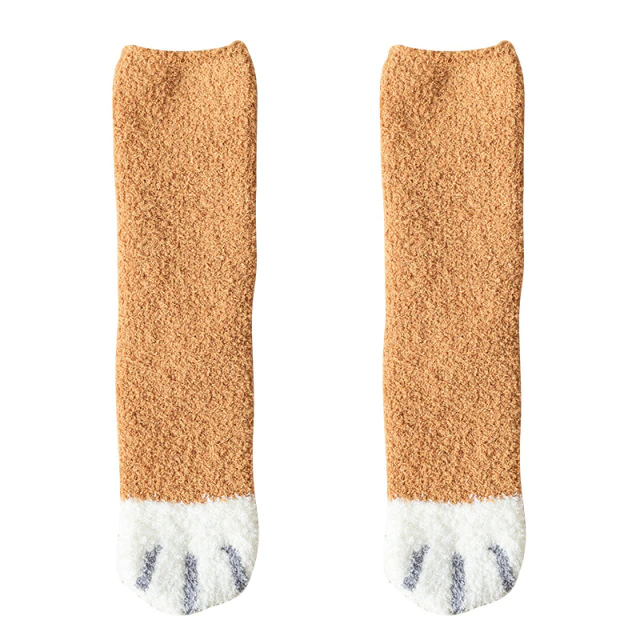 Cute style cat paw pattern women cotton socks
