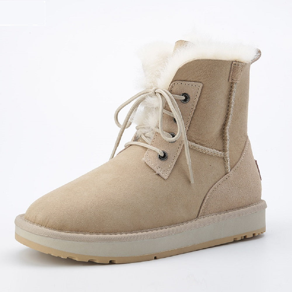 Women's Winter Snow Boots Suede Leather Warm Shoes