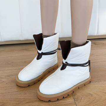 Women's winter ankle snow round toe flat bottom boots