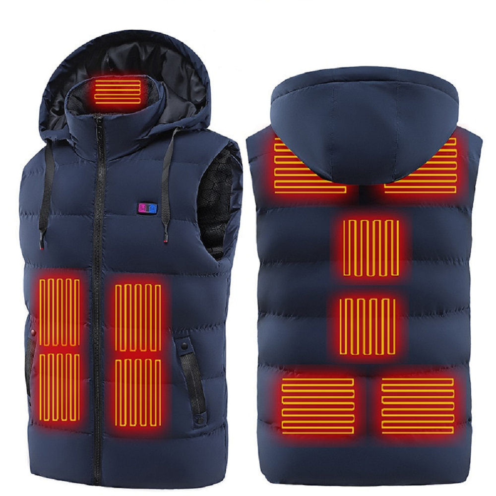 Men & women warm winter 11 areas heated thermal hooded jacket