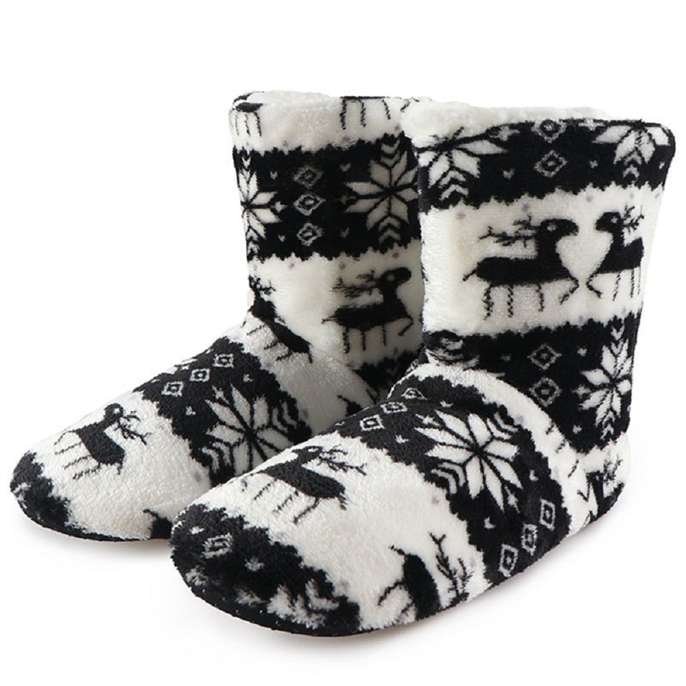 Winter women's warm fluffy fleece lining slipper socks