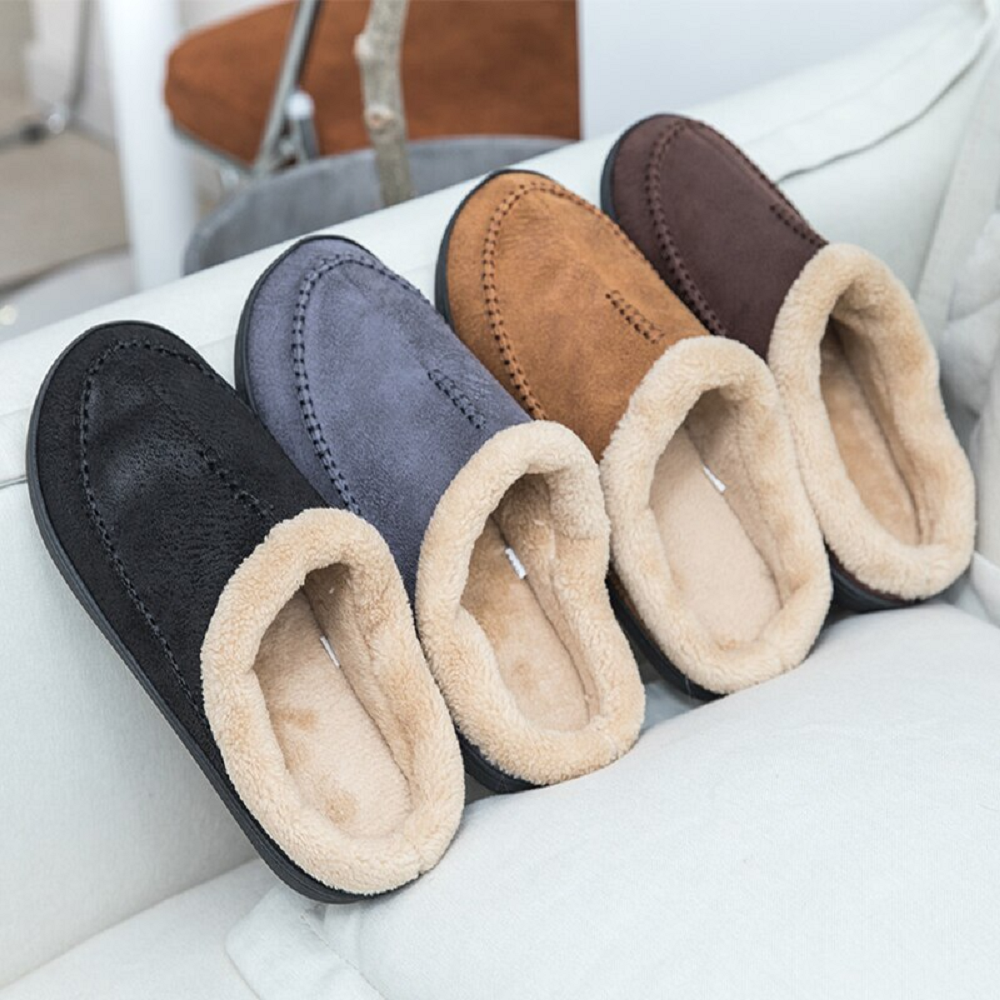 Men's Memory Foam Slippers Warm Fleece Shoes