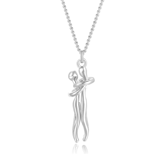 Couple hugging pendant necklace