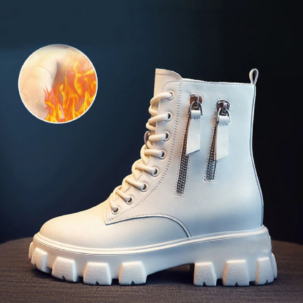 Women's ankle snow booties warm shoes with fur
