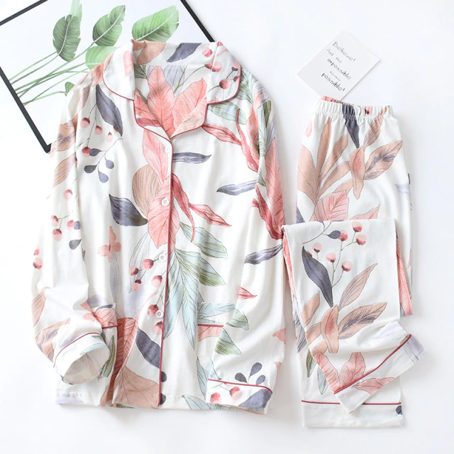 Women's thin long-sleeved viscose cotton pajamas iciCosmetic™