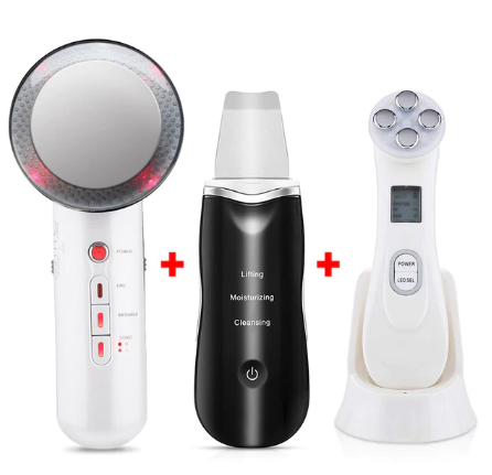 Ultrasonic Skin Scrubber LED Light Facial Massager iciCosmetic
