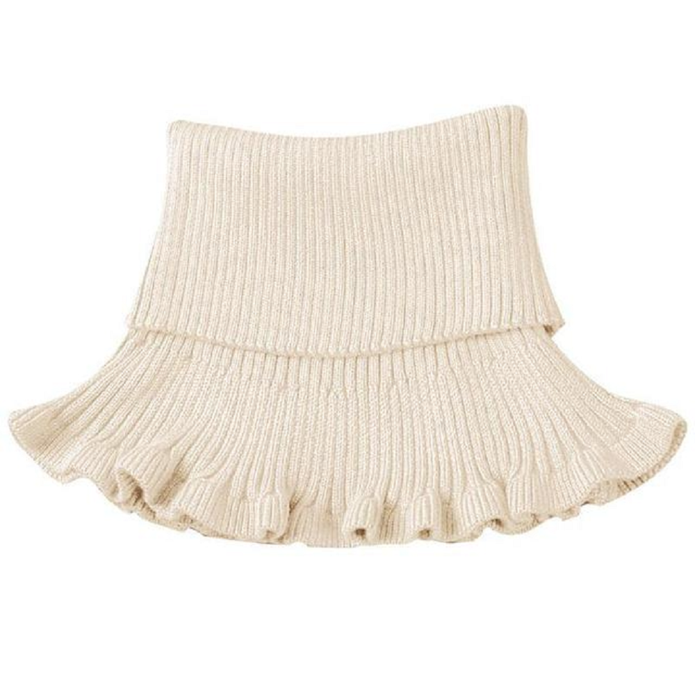Knitted fake collar scarf with wooden ears