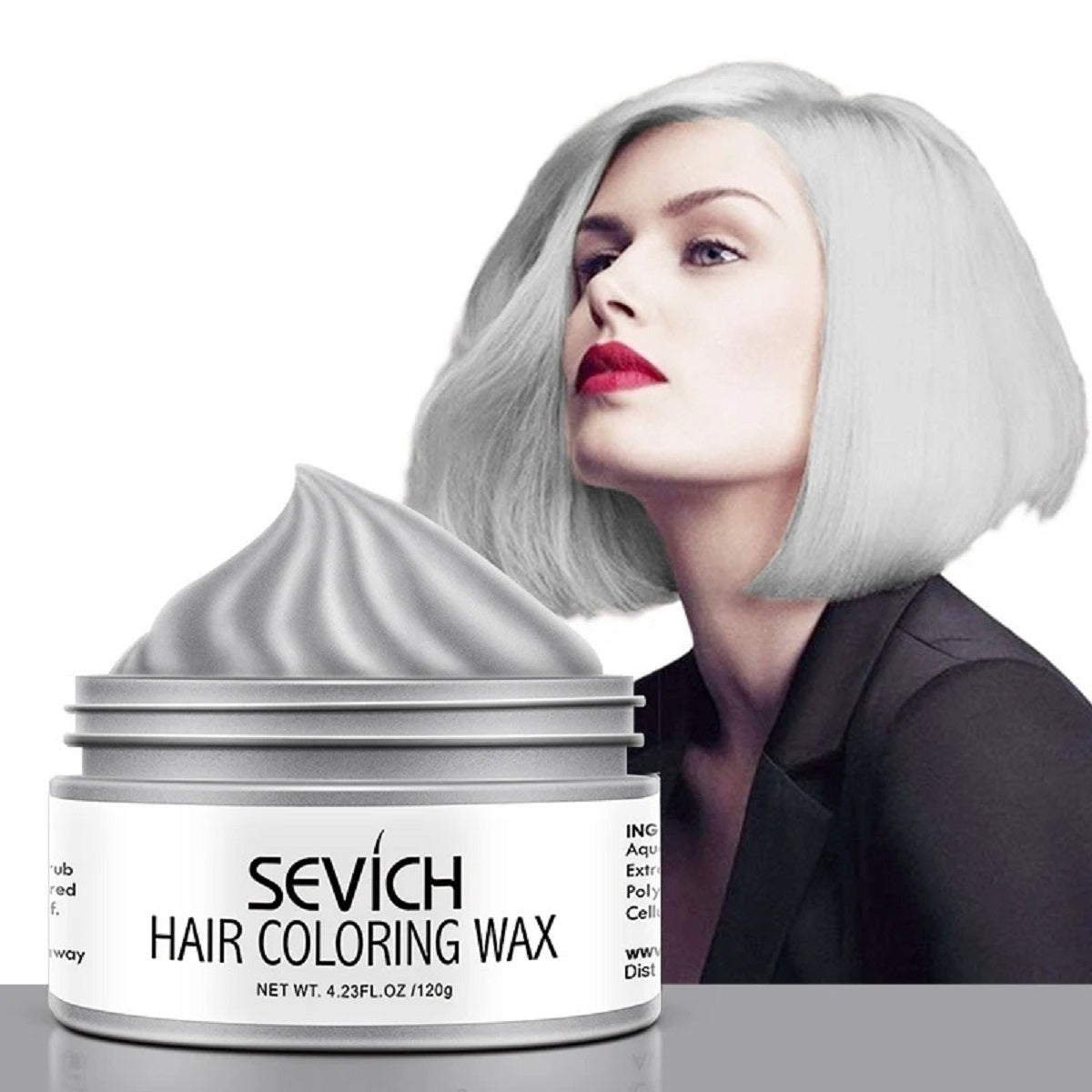 Temporary Hair Color Wax – One-Time Styling Mud Silver Grey Dye Cream
