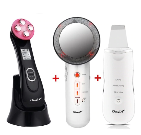 Ultrasonic Skin Scrubber LED Light Facial Massager iciCosmetic