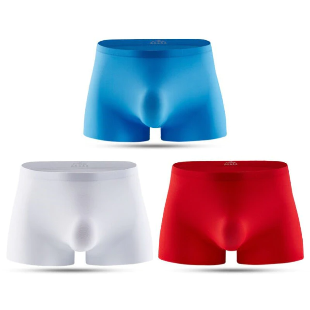 3pcs Ice Silk Men's Underwear 3D Ultra Thin Comfortable Breathable Quick-Drying Panties