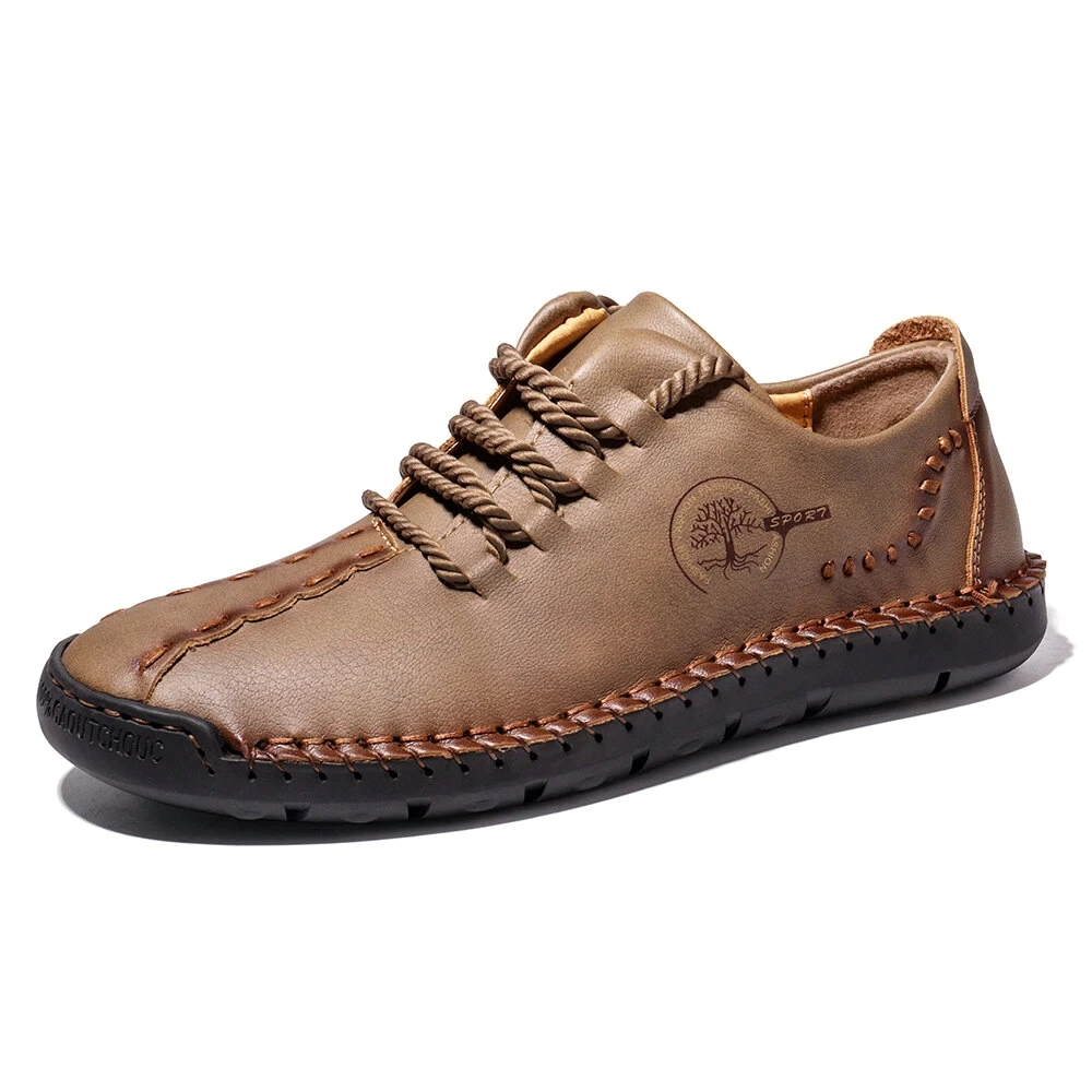 Men's handmade leather casual sneakers loafers