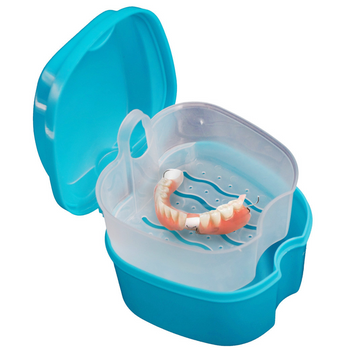 Denture Bath Box Retainer Container with Denture Tooth Brushes
