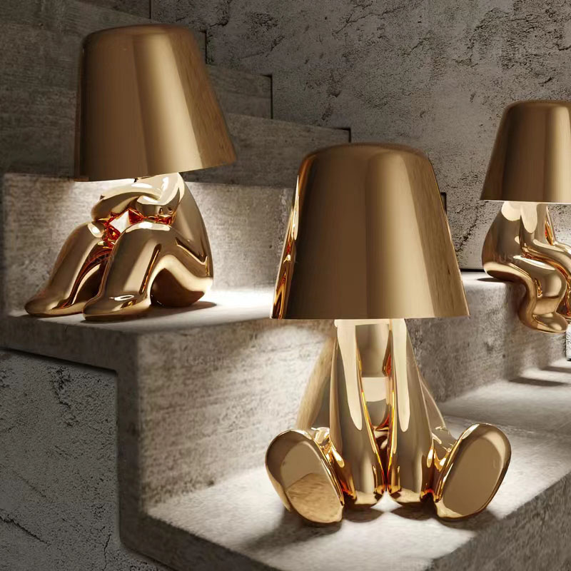 Thinker Golden Man Statue LED Table thinker Lamp