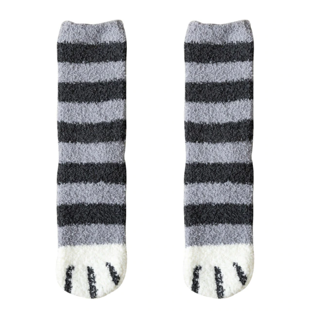 Cute style cat paw pattern women cotton socks