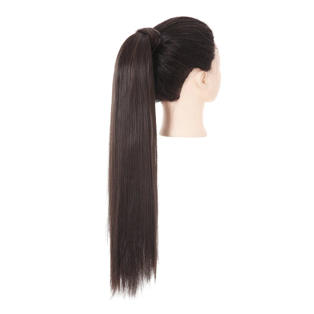 Synthetic straight long natural hair ponytail extension