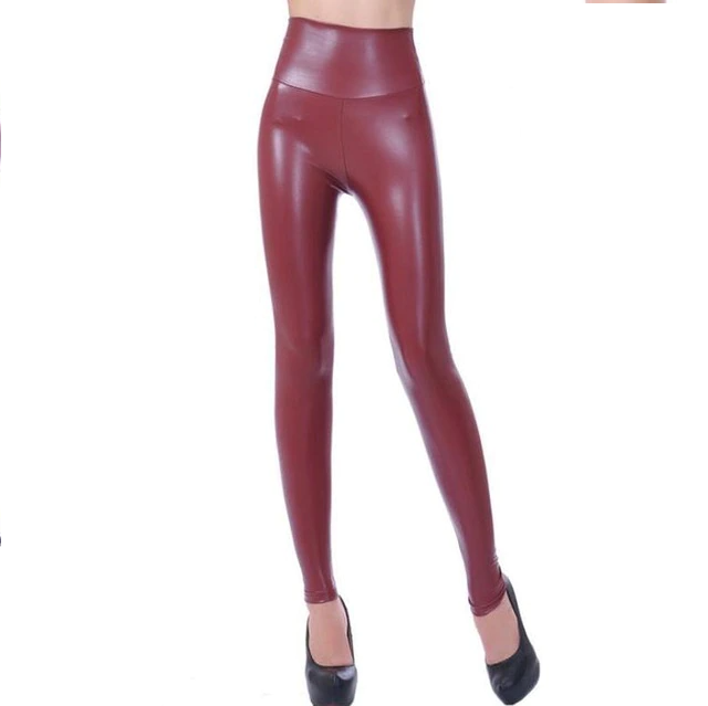 Women's Faux Leather Leggings High Waist Push Up Elastic Stretch Skinny