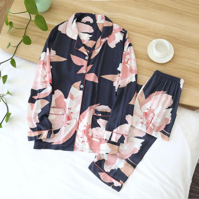 Women's thin long-sleeved viscose cotton pajamas iciCosmetic™