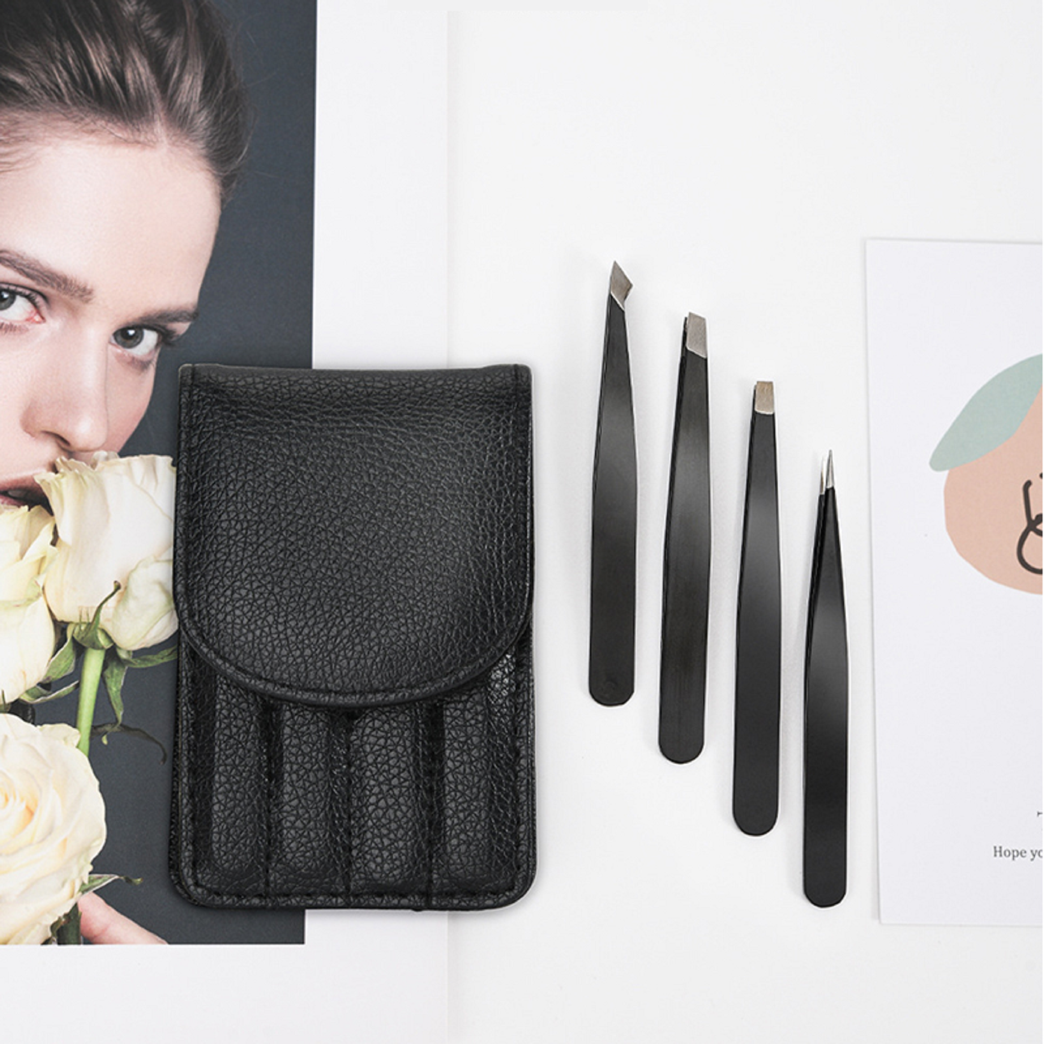 4 pcs/set professional eyebrow tweezers hair removal