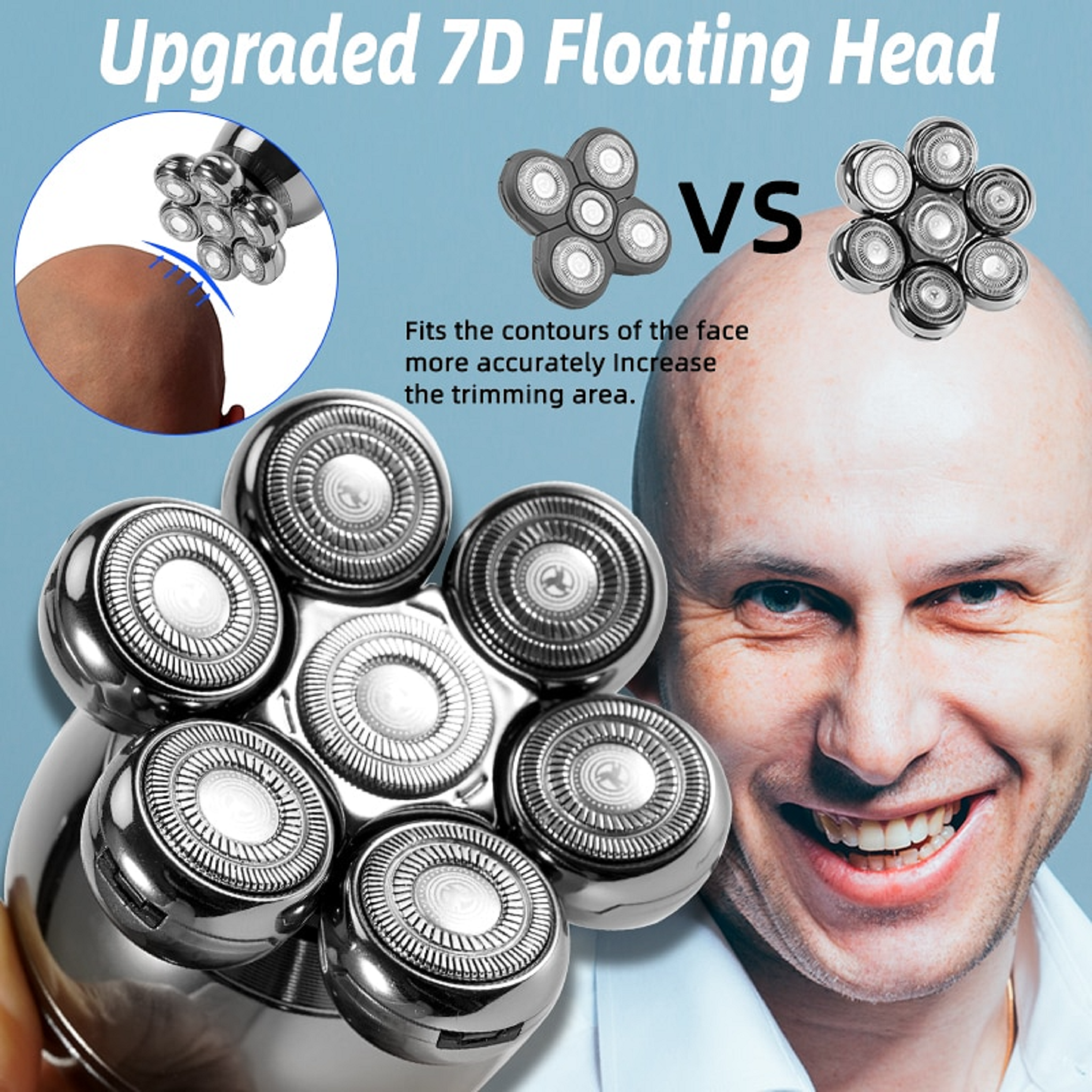 Men grooming dry electric shaver razor bald head shaving kit