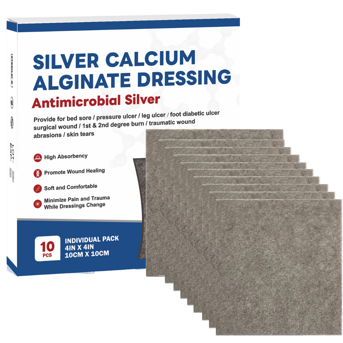 Silver Calcium Alginate Wound Dressing Pads