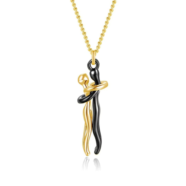 Couple hugging pendant necklace