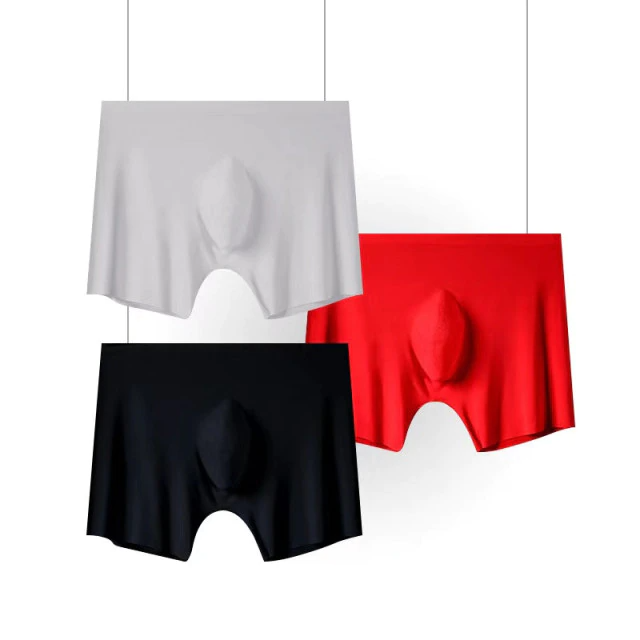 3pcs Ice Silk Men's Underwear 3D Ultra Thin Comfortable Breathable Quick-Drying Panties