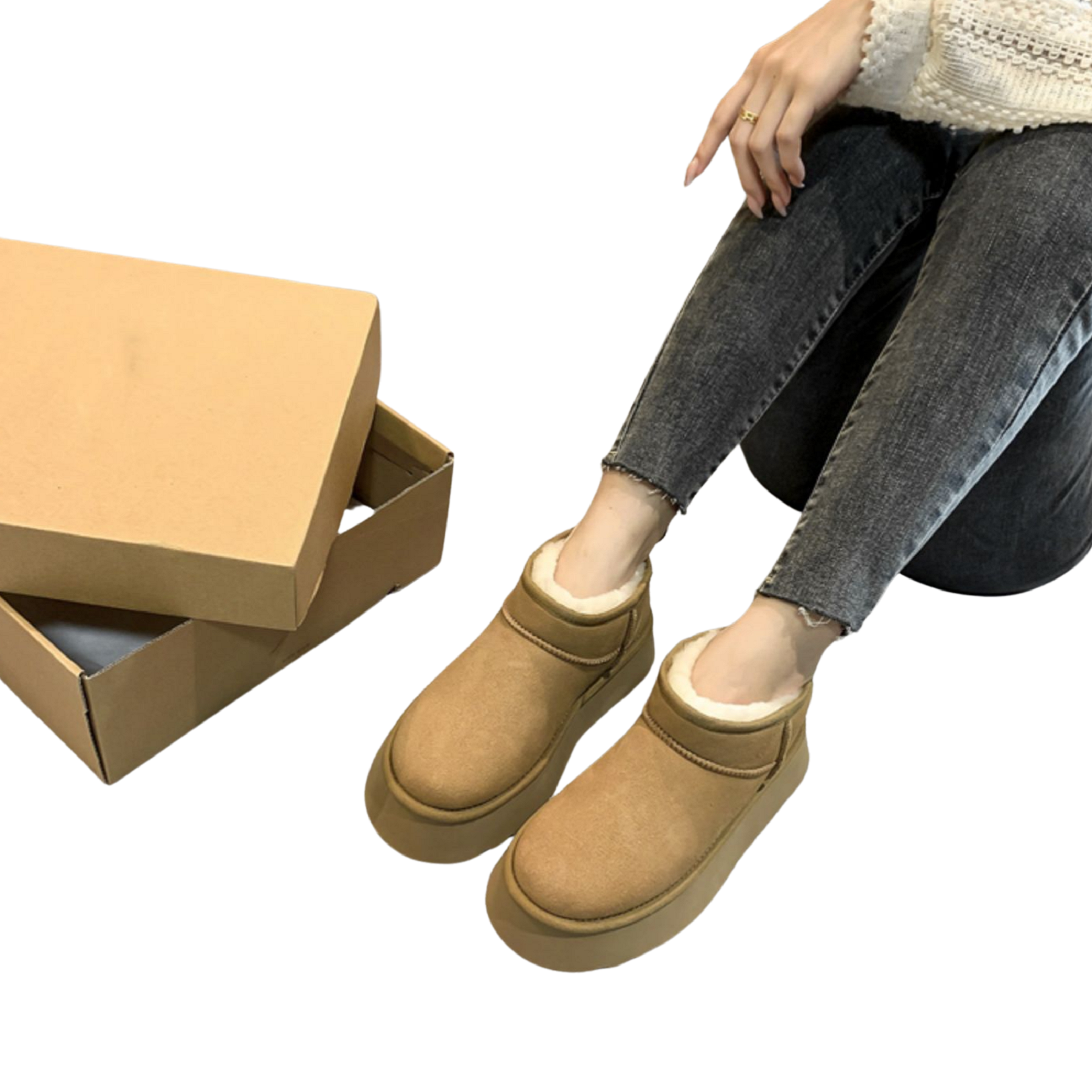 Women's sheepskin wool anti-skid snow boots