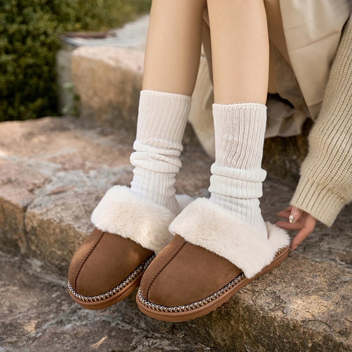 Women’s Winter Fur Slippers – Plush Cotton House Slides Warm and Fluffy Comfort