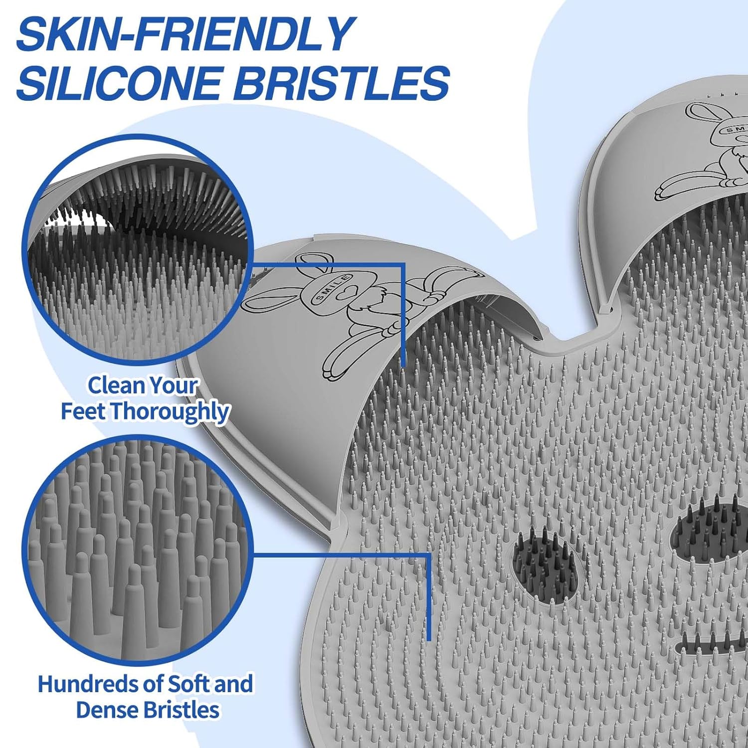 Silicone Rabbit Foot Bath Mat – Anti-Slip Massage and Scrubbing Shower Floor Mat