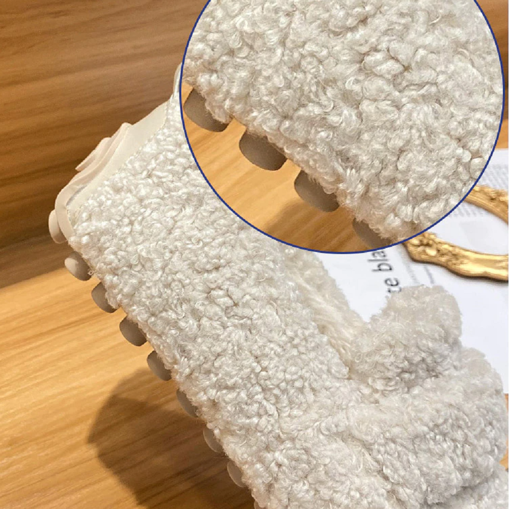 Women's winter plush shoes fashion chain round head warm loafers