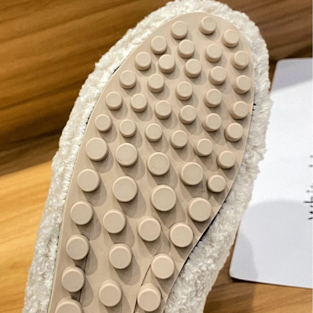 Women's winter plush shoes fashion chain round head warm loafers