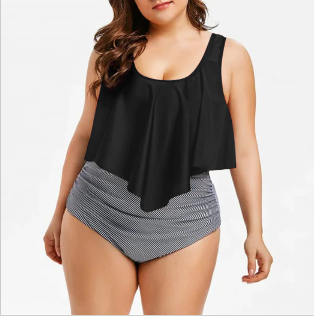 Suits Two Pieces Flounce High Waist Bottom Tankini Set Icicosmetic