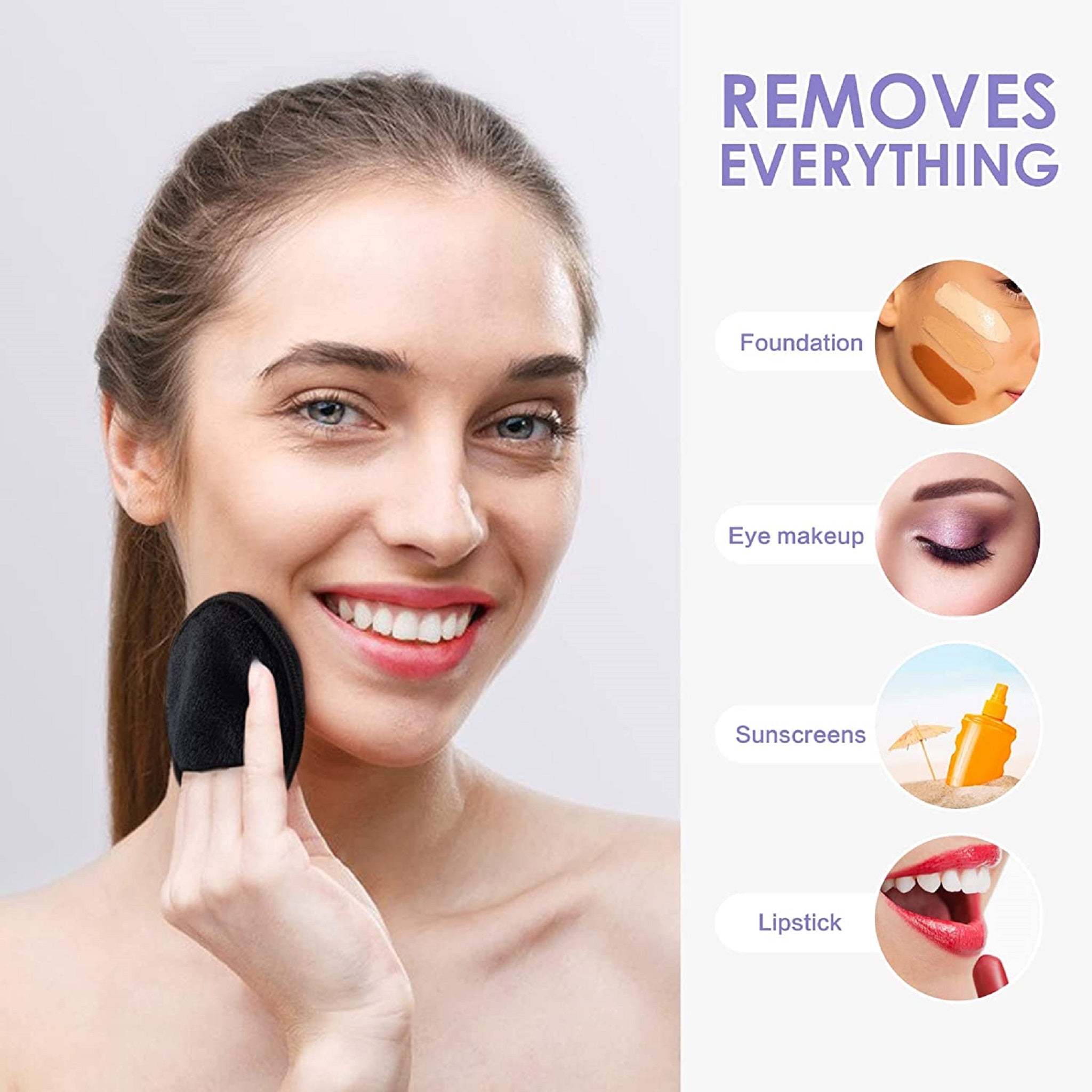 Microfiber reusable makeup remover pads face