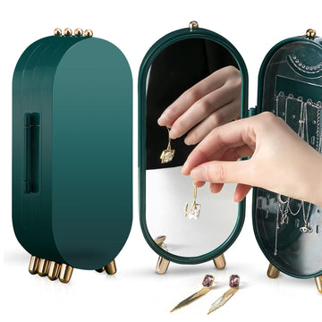 Foldable Jewelry Box Storage Organizer With Mirror