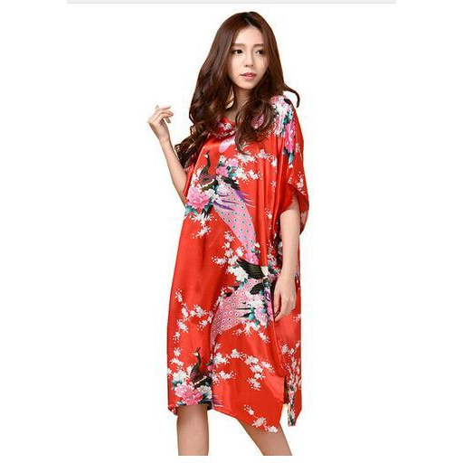 Satin robe dress nightgown novelty women's kaftan bath gown iciCosmetic™