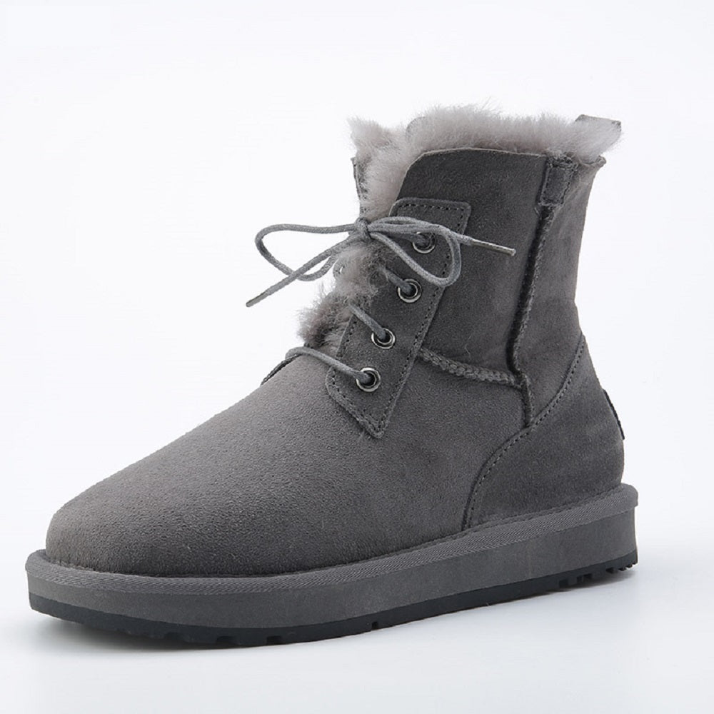 Women's Winter Snow Boots Suede Leather Warm Shoes