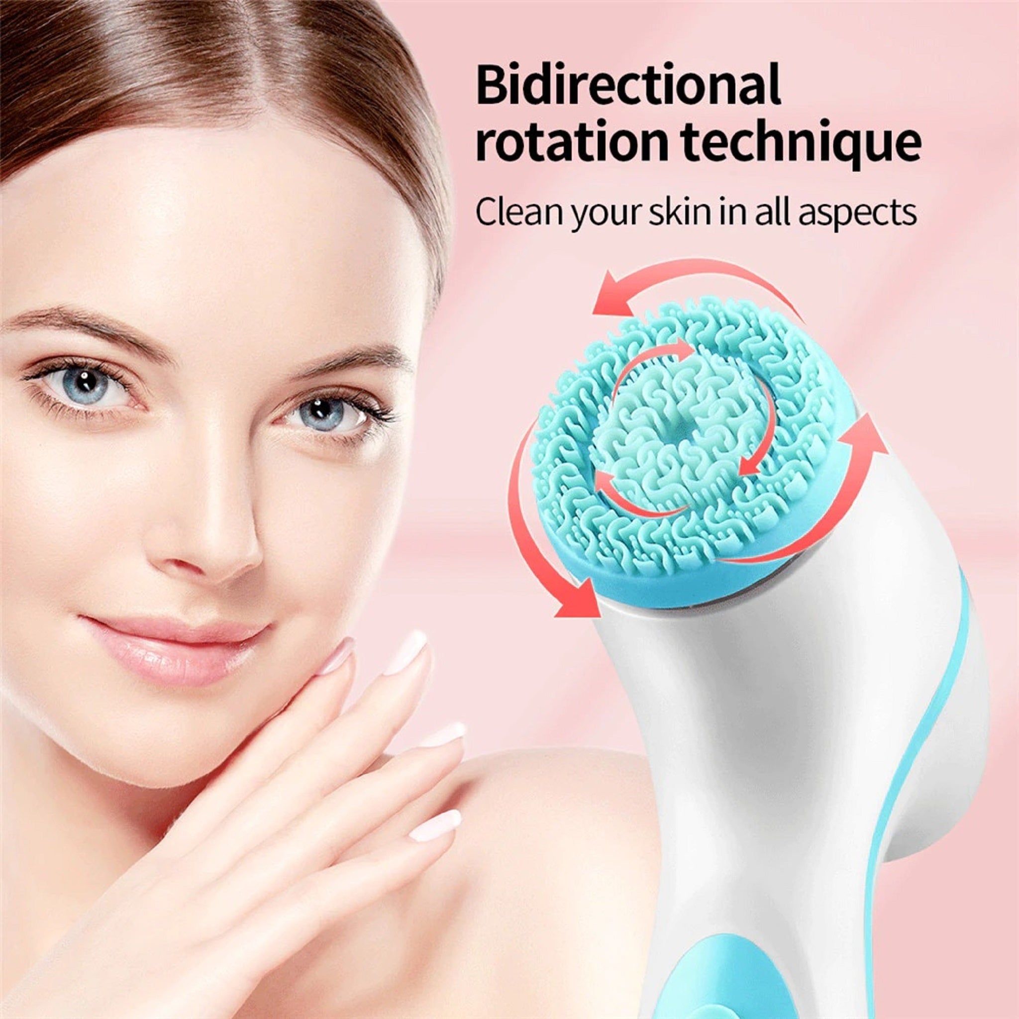 Electric facial cleansing brush and spa massager