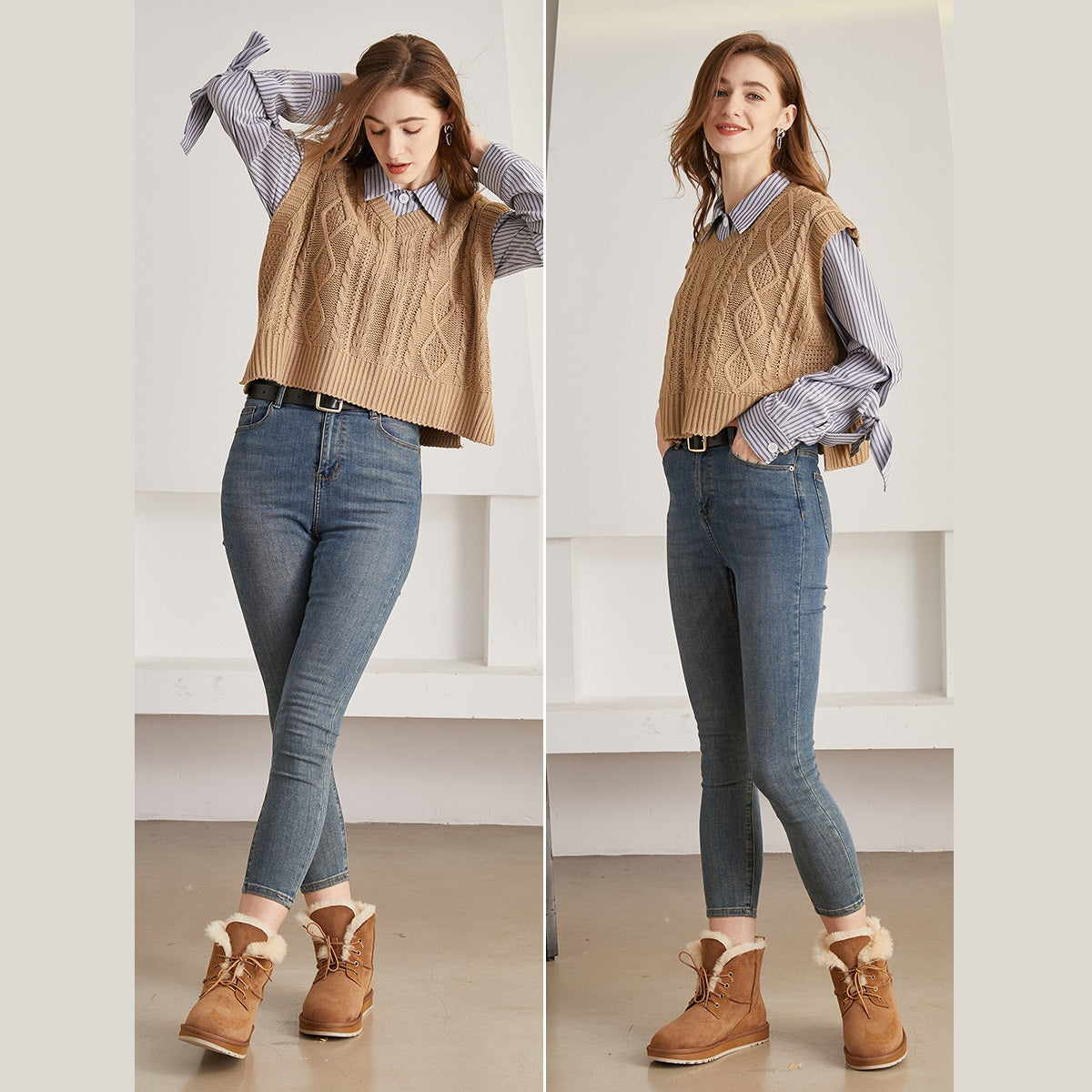 Women's Winter Snow Boots Suede Leather Warm Shoes