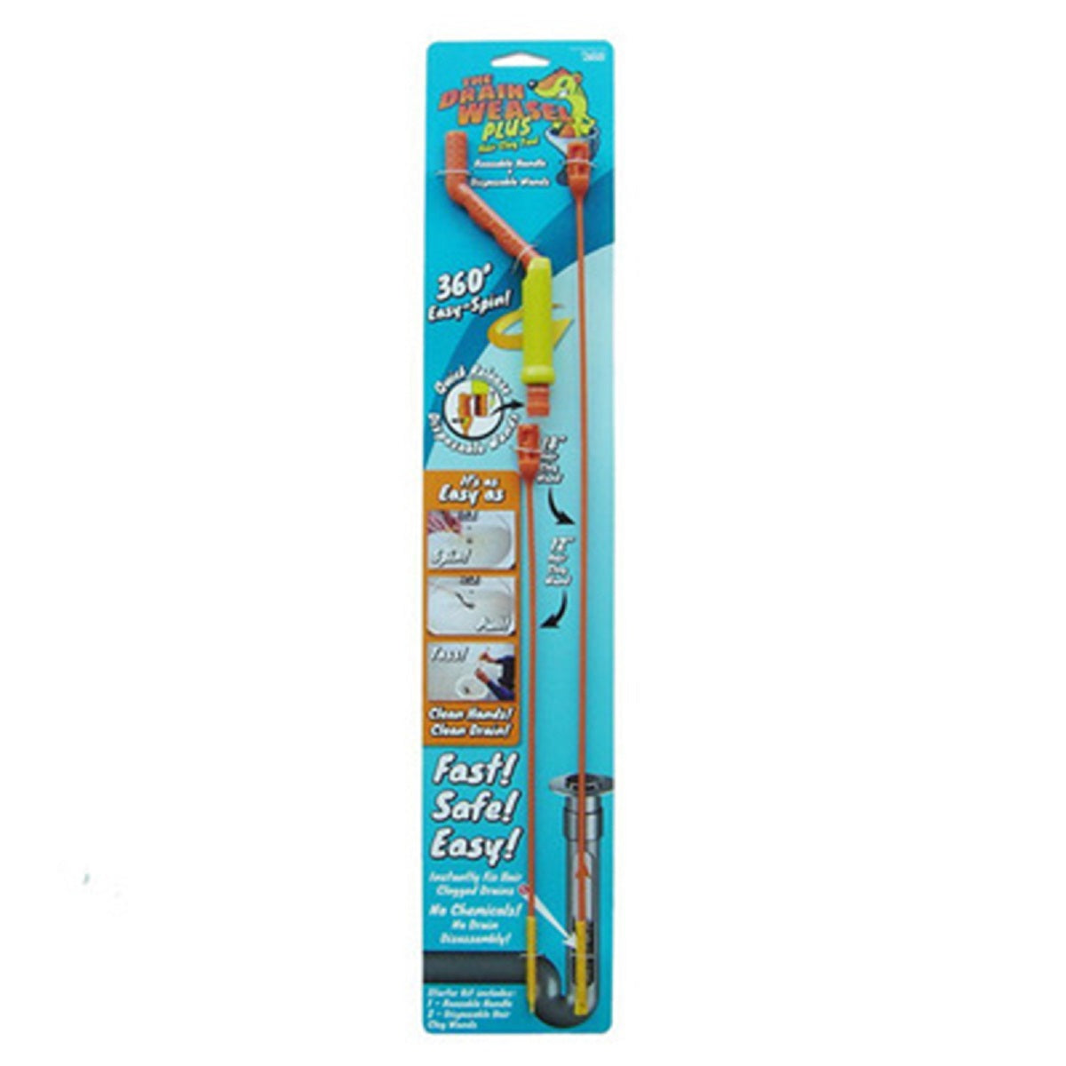 Pro Drain Weasel Sink Snake Hair Clog Remover Tool