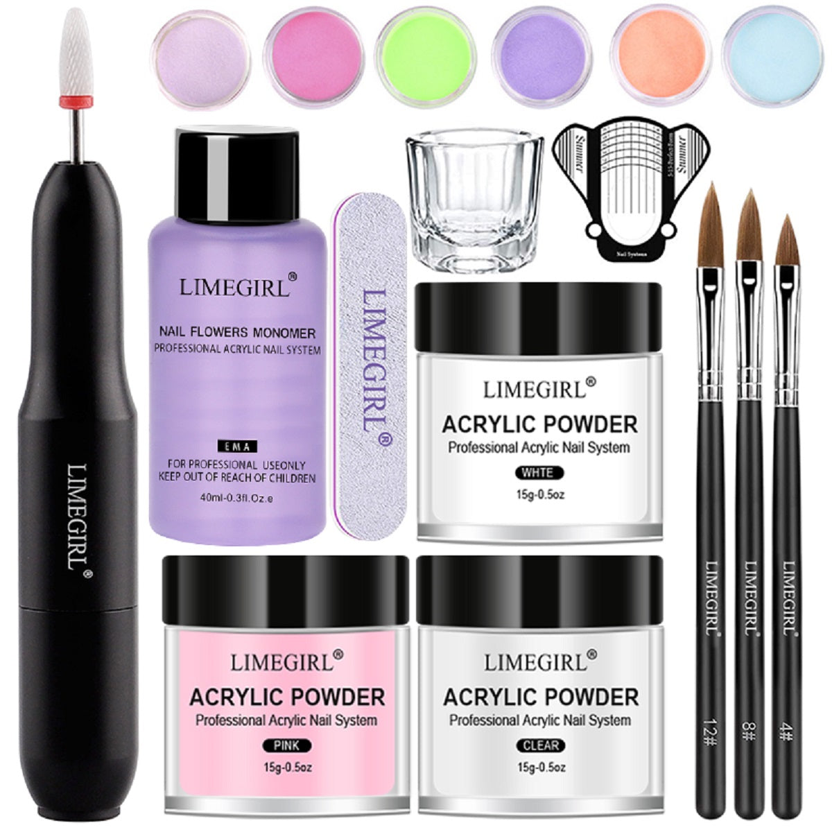 Acrylic Nail Powder Kit with Nail Drill