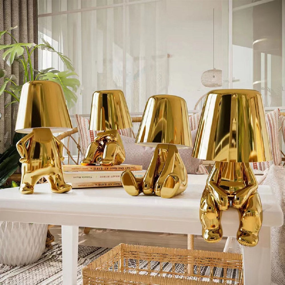 Thinker Golden Man Statue LED Table thinker Lamp